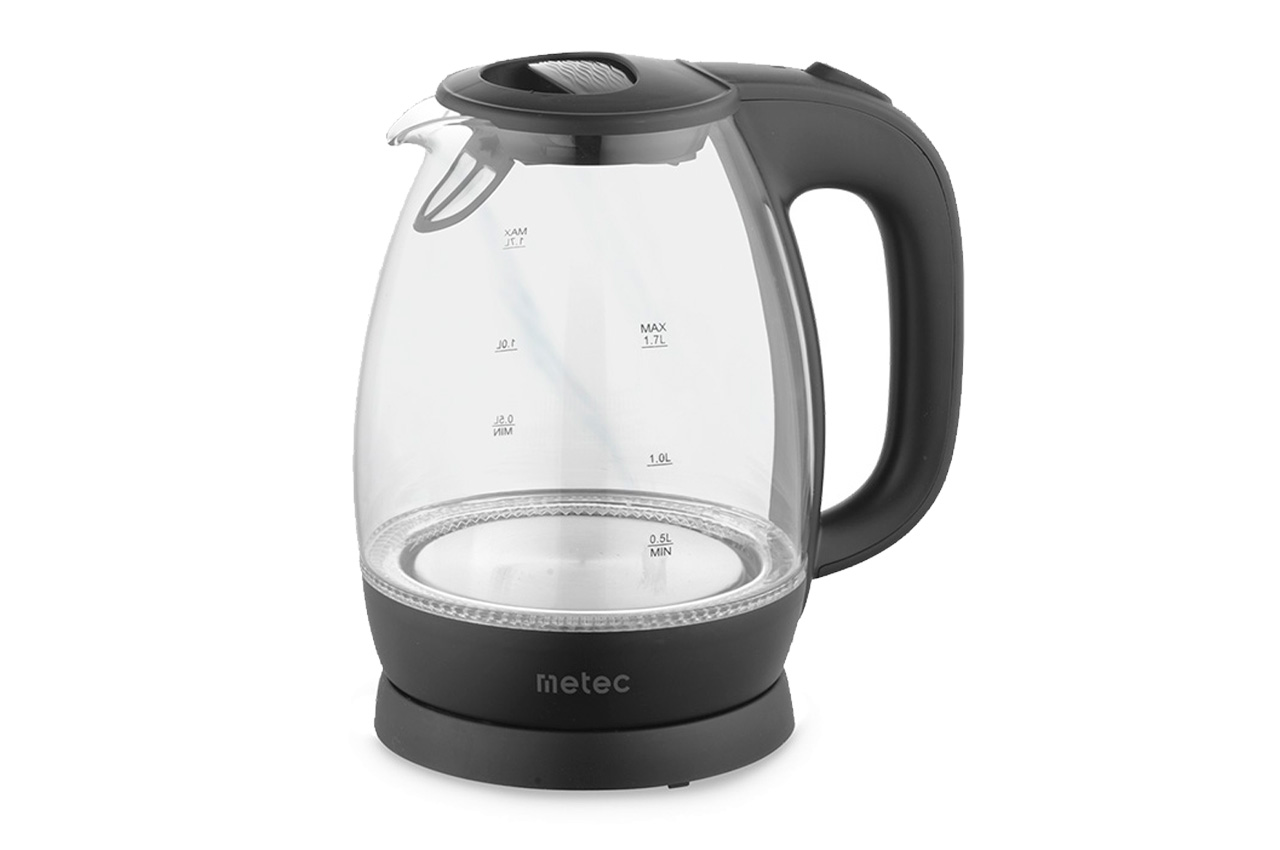 Електрочайник скляний Metec - 1,7л чорний (700014)