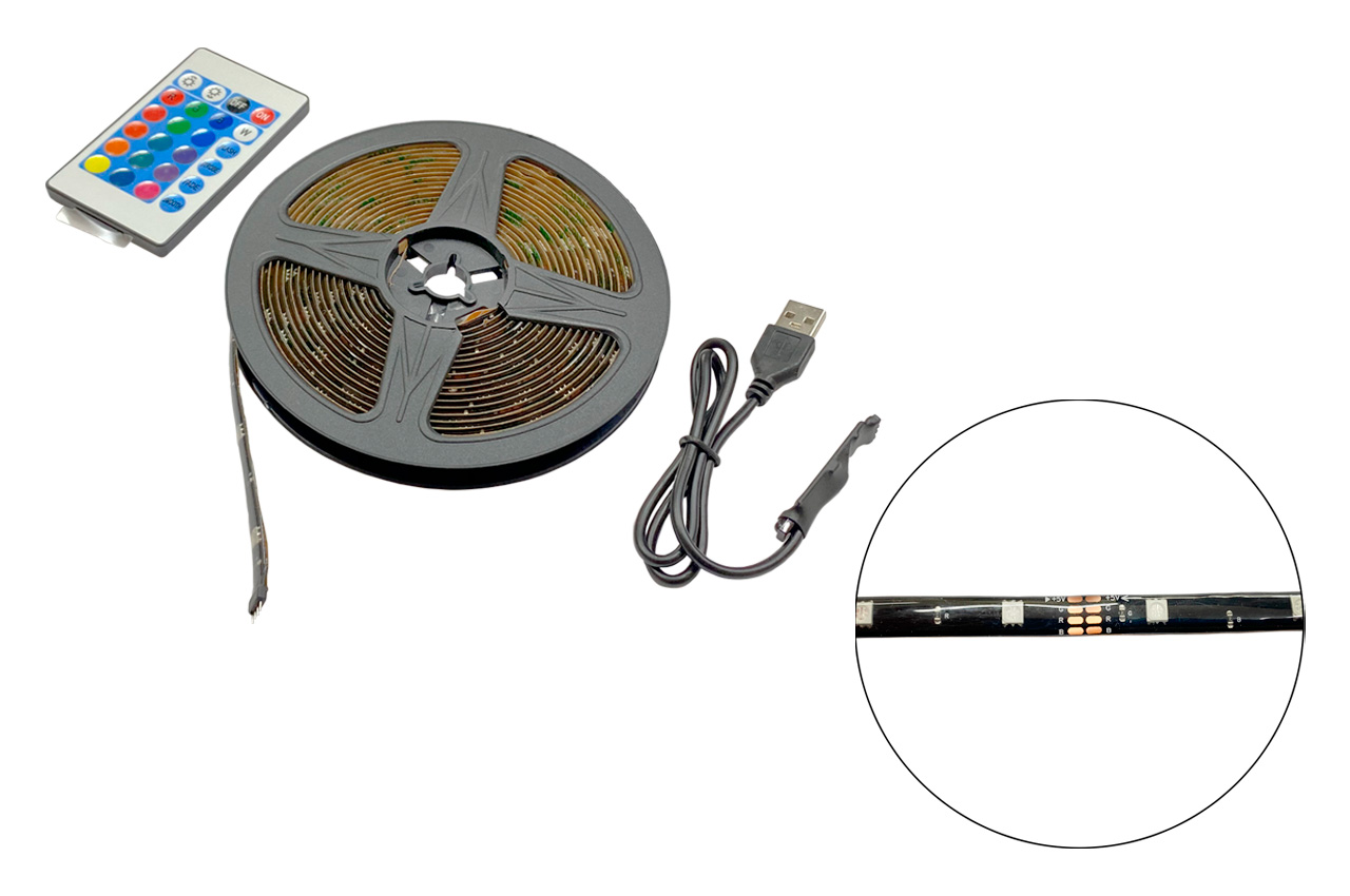 Світлодіодна LED стрічка з пультом RGB 5050 (живлення від USB) (EL-5050-1)