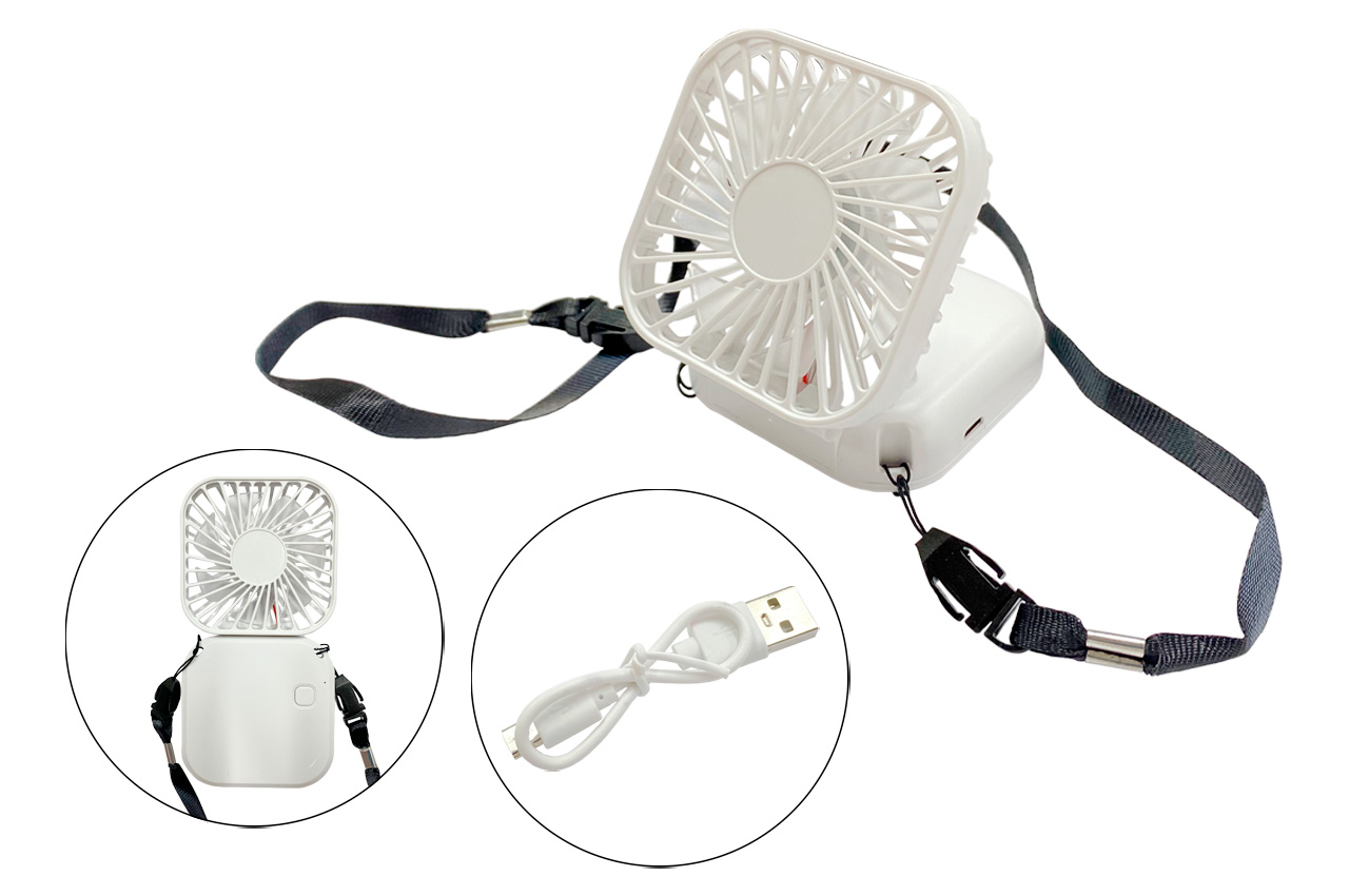 Складаний акумуляторний вентилятор Holding Fan 3 швидкості з ремінцем на шию (НФ-00009362)