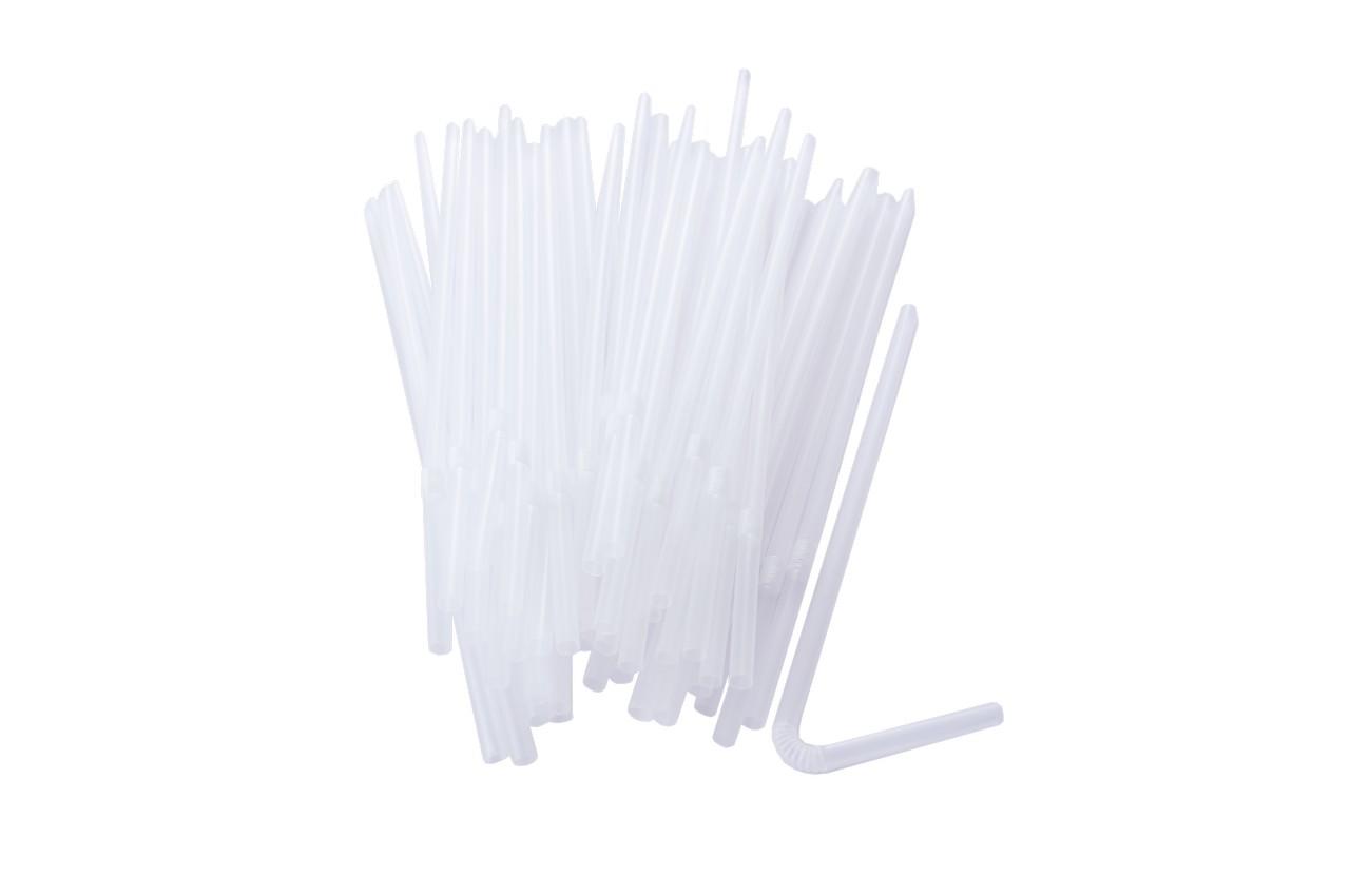 Трубочка для напоїв Empire - 210 x 6 мм з вигином біла (100 шт.) (0243)