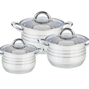 Набір посуду нержавіючий Maestro - 3,9 x 5,1 x 6,5 л (3 шт.) (MR-3513-6L)