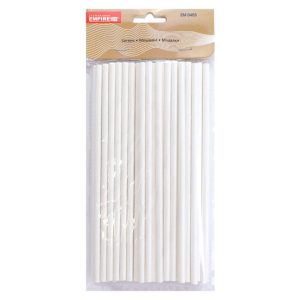 Трубочка для напоїв Empire - 195 x 4 мм паперова біла (50 шт.) (0453)