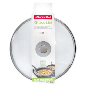 Кришка скляна Kamille - 220 мм сіра (0823GR)