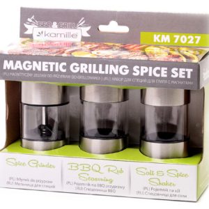 Набір ємностей для спецій Kamille - 3 шт. з подрібнювачем (7027)