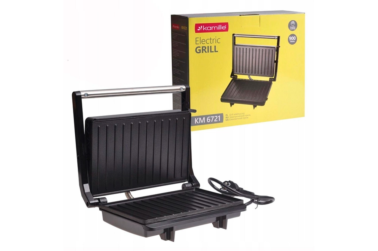 Гриль контактний Kamille - 900Вт x 230 x 145мм (6721)