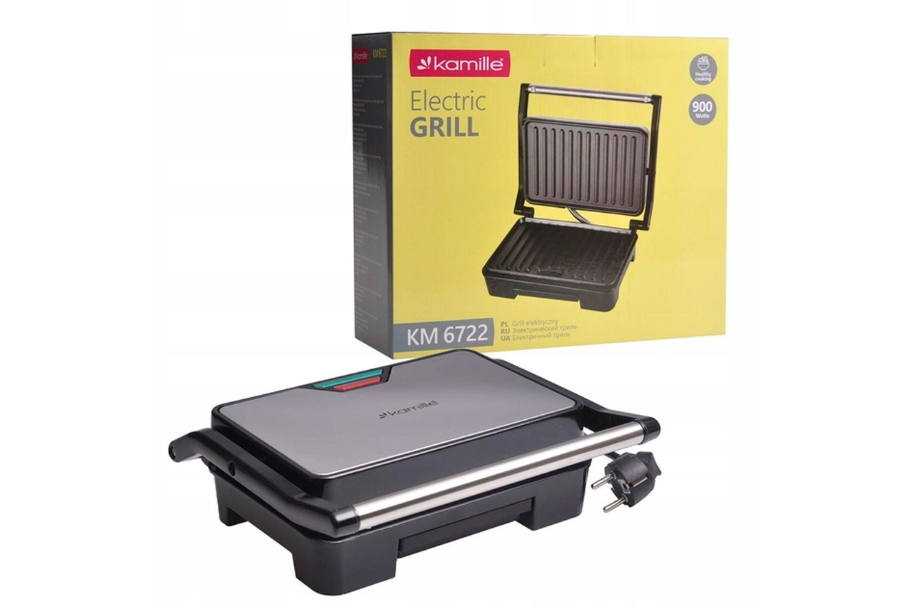 Гриль контактний Kamille - 900Вт x 230 x 145мм (6722)