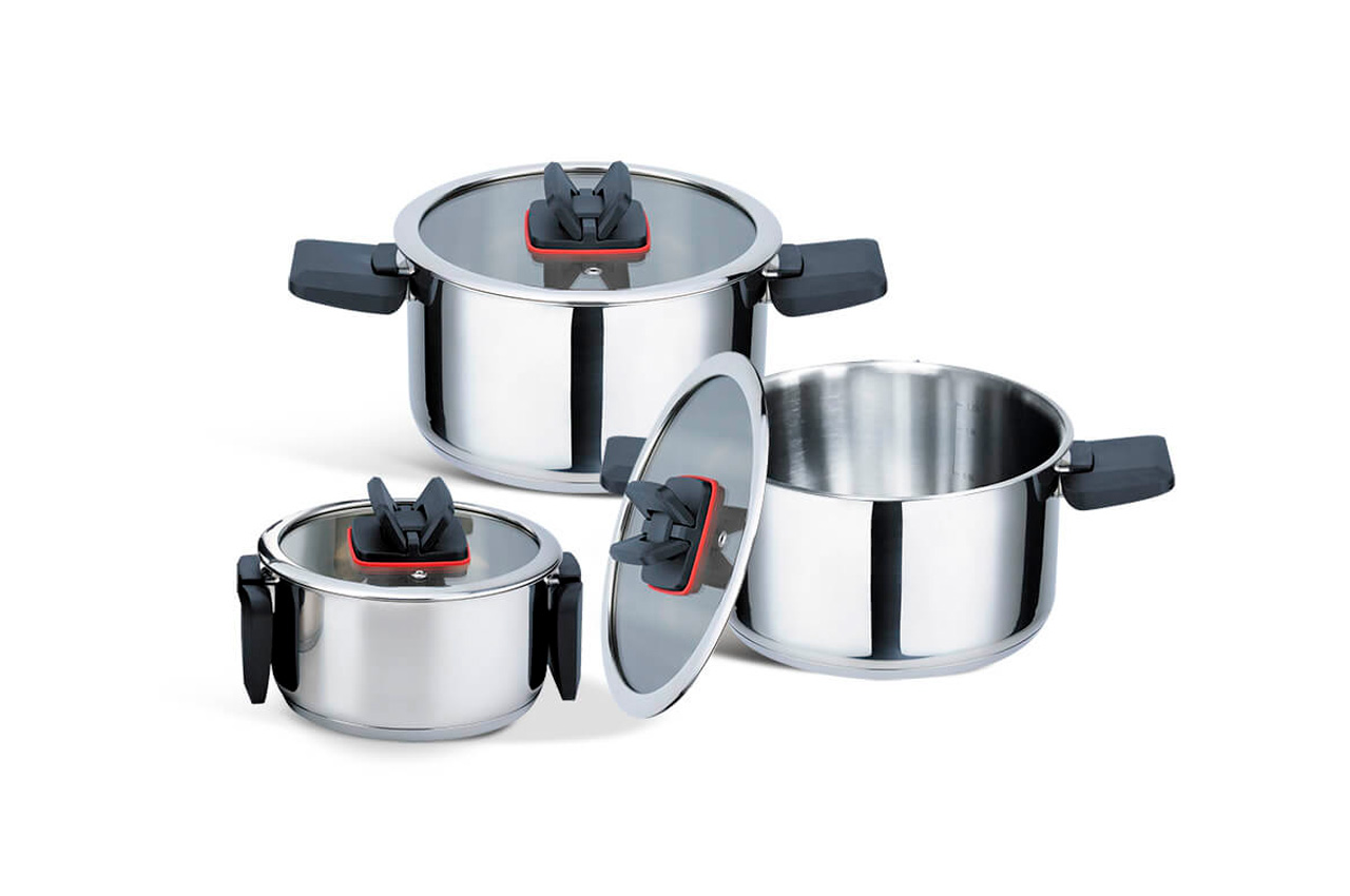 Набір посуду нержавіючий Maestro - 1,5 x 3,5 x 6,6л (3шт) (MR-3531-6)