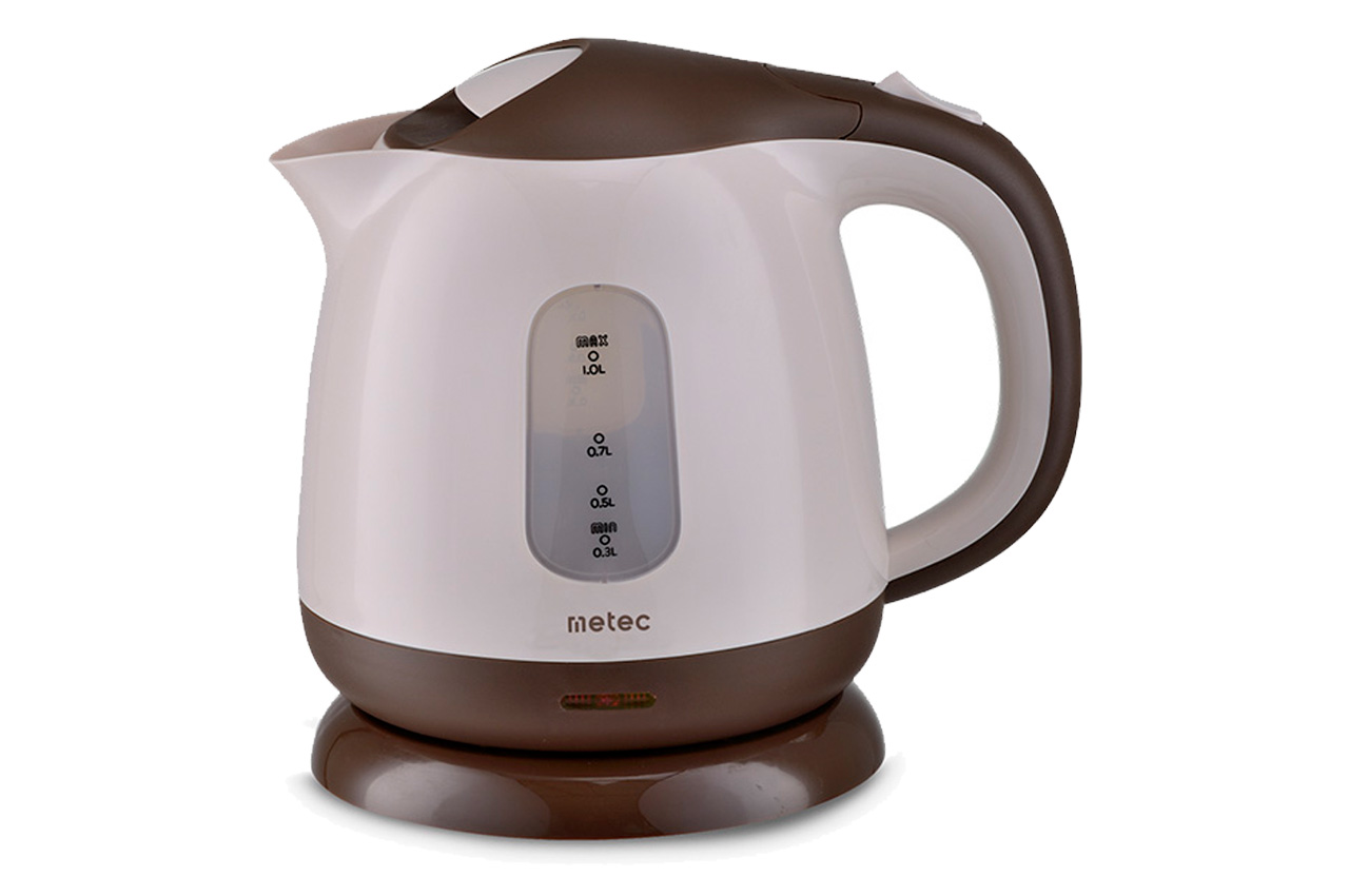 Електрочайник пластиковий Metec - 1л бежево-кавовий (700032)