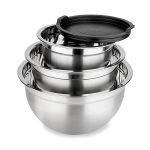 Набір мисок нержавіючих Maestro - 160 x 200 x 240мм з кришками (3шт) (MR-1688)