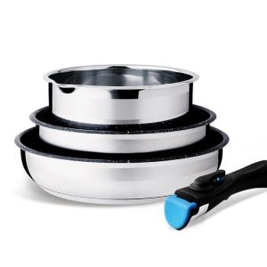 Набір посуду нержавіючий Maestro - 180 x 220 x 240л з ручкою (3шт) (MR-3529-4)