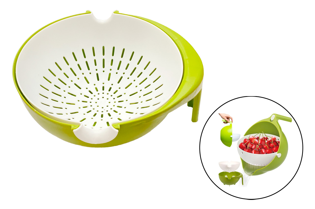 Подвійний друшляк з мискою Mesh Strainer Drain Basket (13677)